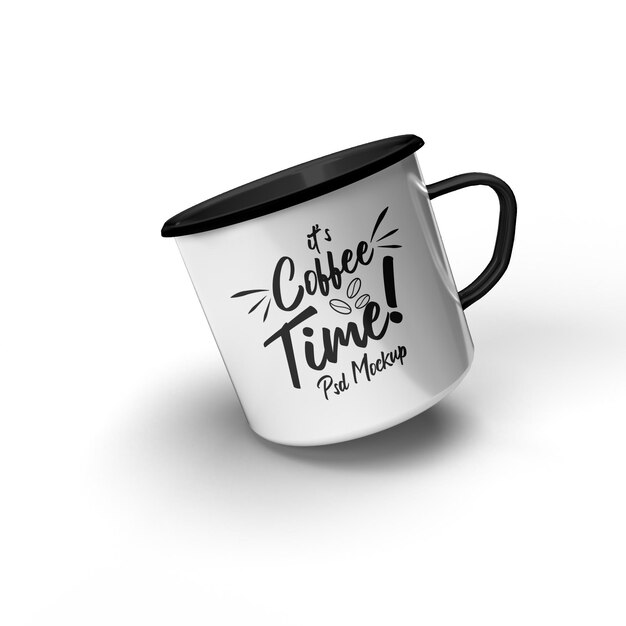 PSD mockup volante isolato in stile classico da campeggio tazza da caffè in metallo singolo