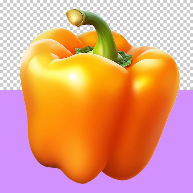 A single orange bell pepper isolated object transparent background