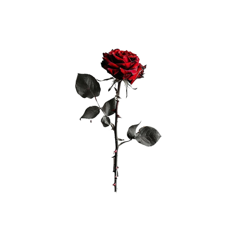PSD single red rose on on white background