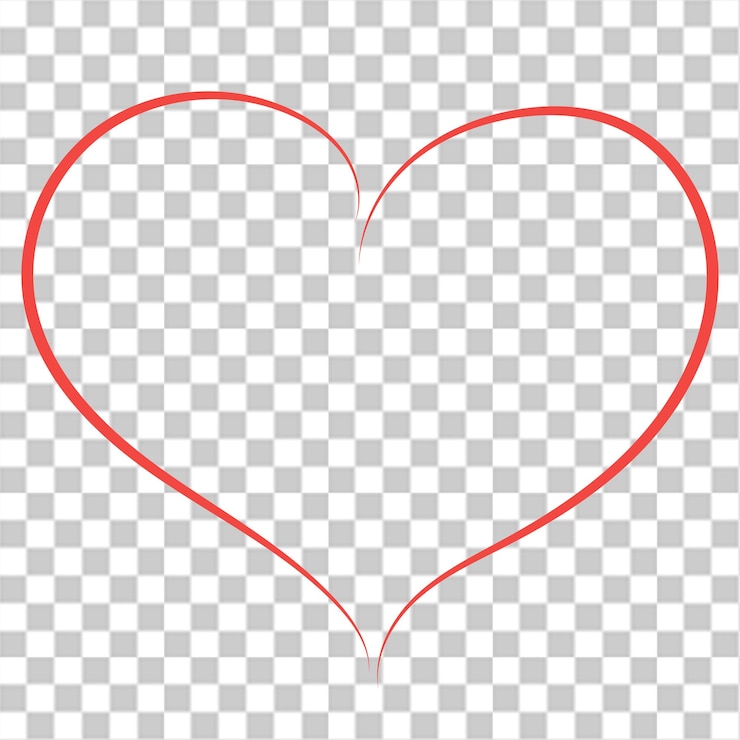 PSD single simple outline doodle heart png