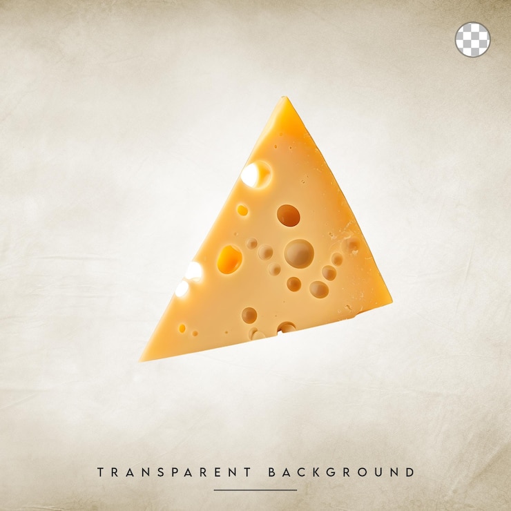 PSD a single slice of cheese isolated on transparent background