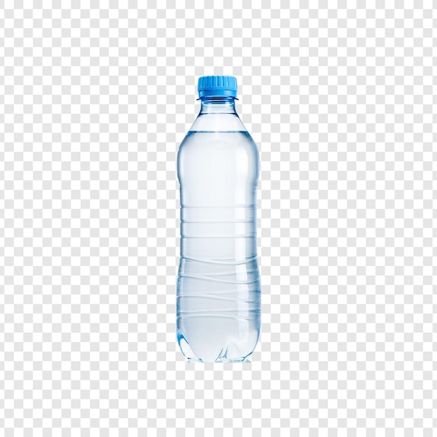 a single transparent water bottle with blue cap