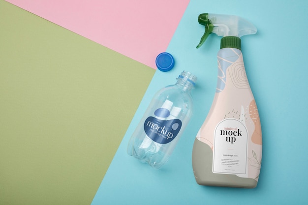 Single-use plastic bottles mock-up recycle concept