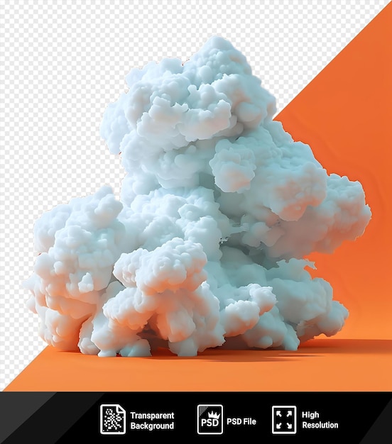 PSD single white cloud and texture brush cloud black isolated backlit orange background png