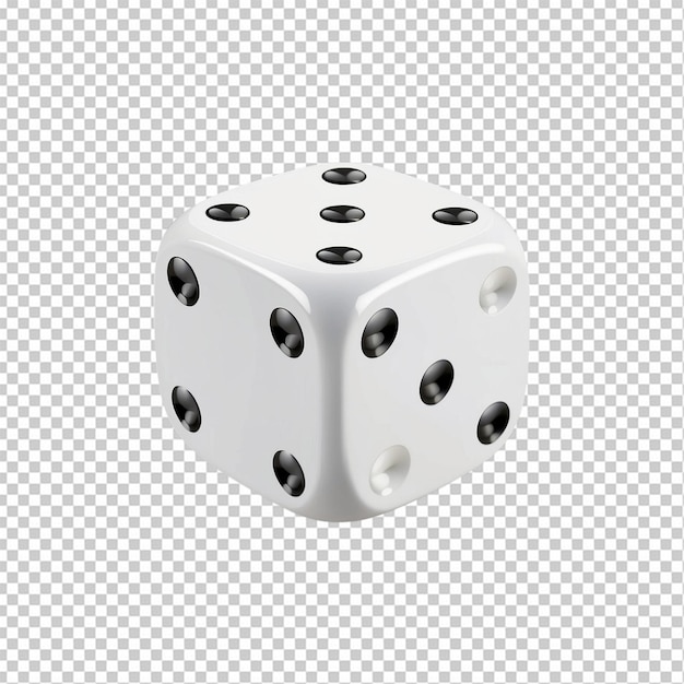 PSD single white dice with black dots on sides