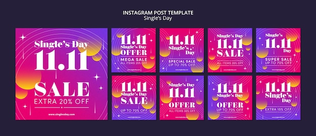 PSD singles day celebration instagram post