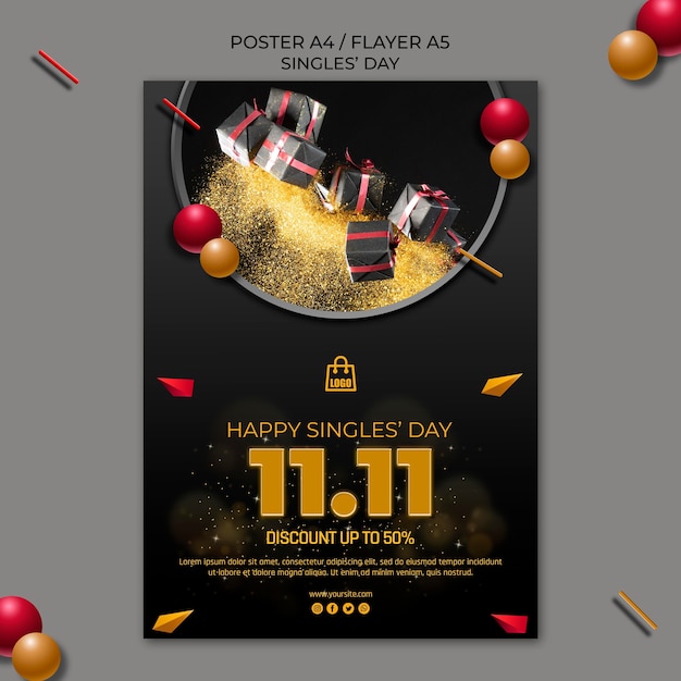PSD singles day poster sjabloon