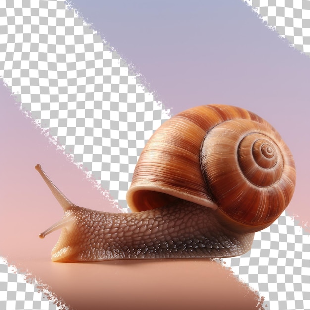 PSD a singular brown snail on a transparent background