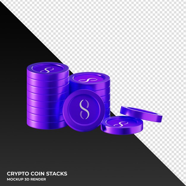 PSD singularitynet agix coin stacks cryptocurrency 3d render illustration
