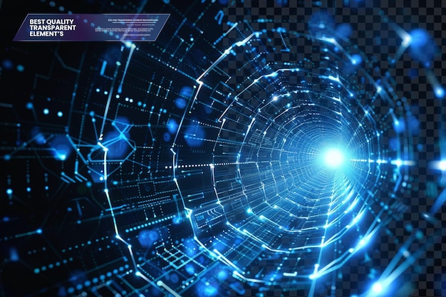 Sininen hehkuva futuristinen ympyrä, jossa on piirilevyelementtejä lpintstststststststststststststststststststststststststststststststststststststststststststspuolella taustalla