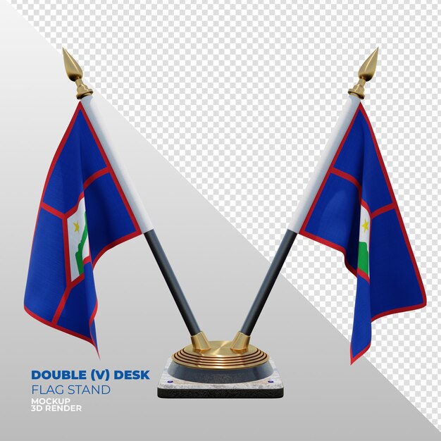 PSD sint eustatius realistic 3d textured double desk flag stand for composition