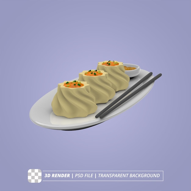 PSD siomai 3d render isolated images