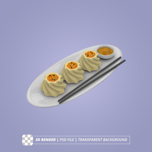 PSD siomai 3d render isolated images