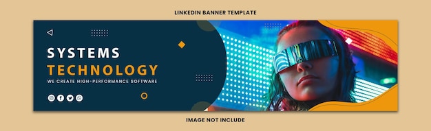 Sistem Yazılım Teknolojisi LinkedIn banner Design Template görseli Ücretsiz Vektör İllüstrasyonu Stok Görseli