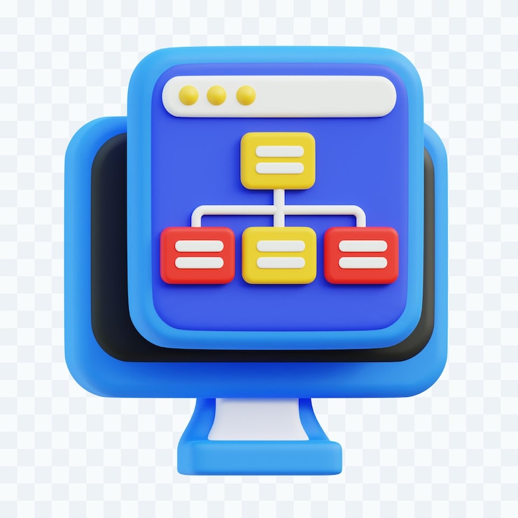 PSD иллюстрация карты сайта 3d