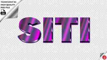 PSD siti typography purple light text metalic psd transparent