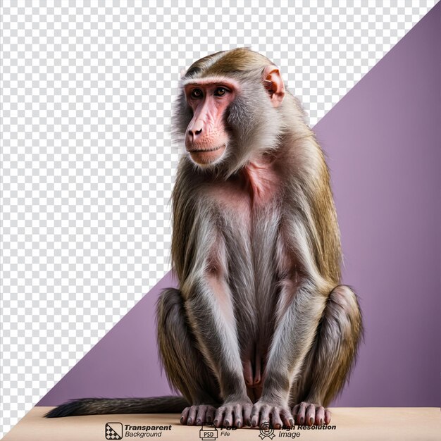 PSD sitting baboon isolated on transparent background