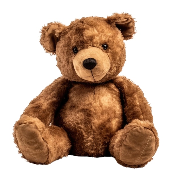 PSD a sitting brown teddy bear on a transparent background generative ai