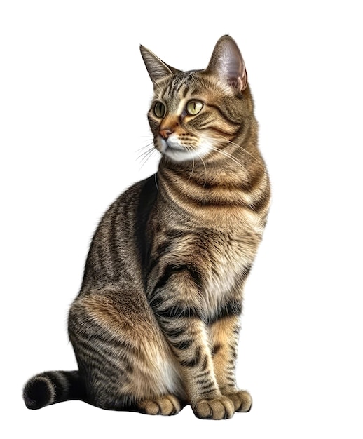 PSD a sitting cat on a transparent background generative ai