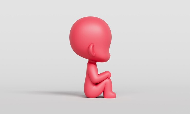 PSD sitting simple cute child character mock up 3d rendering niet ai