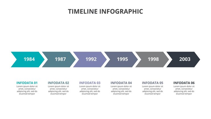 PSD six arrows for timeline infographic diagram with 6 options or steps