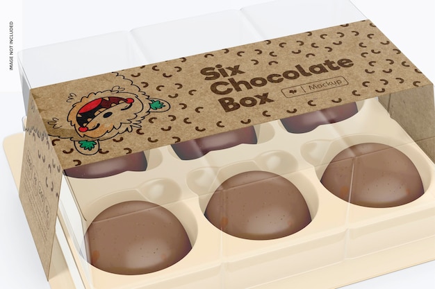 Макет шести шоколадных коробок, крупным планом