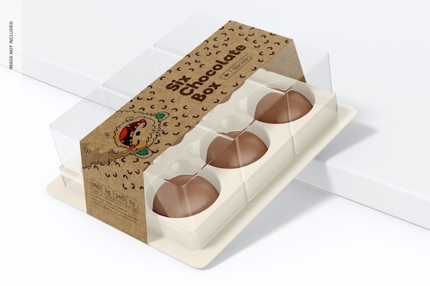 Mockup di sei cioccolatini, inclinato