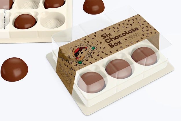 Mockup di sei scatole di cioccolato