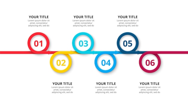 PSD six circles for business presentation infographic design template