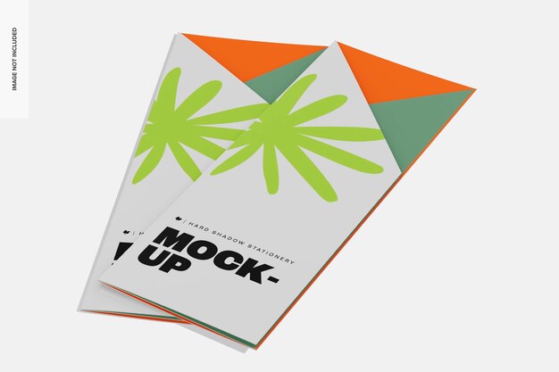 Mockup di brochure a sei lati, prospettiva