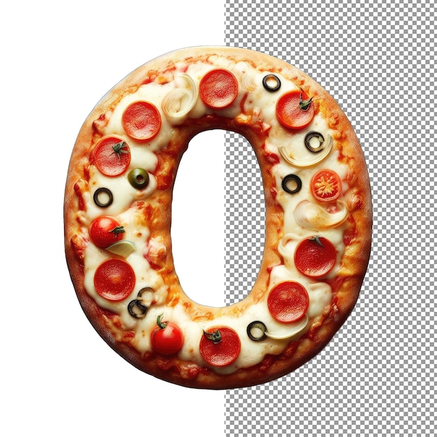 PSD sizzling pizza letter representation png