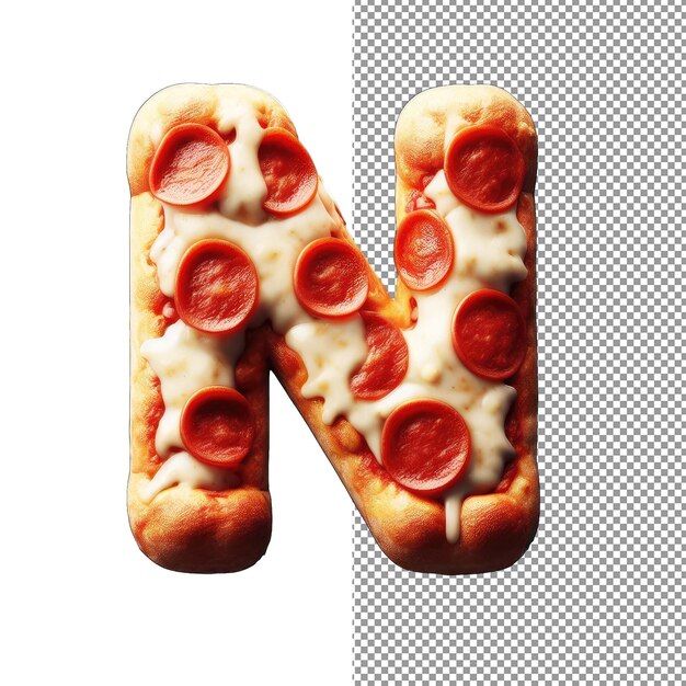 PSD sizzling pizza letter representation png