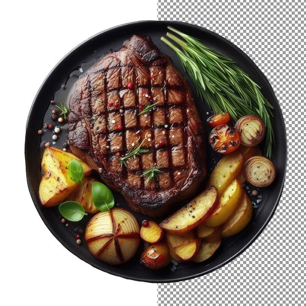 PSD sizzling ribeye steak z ziołami png