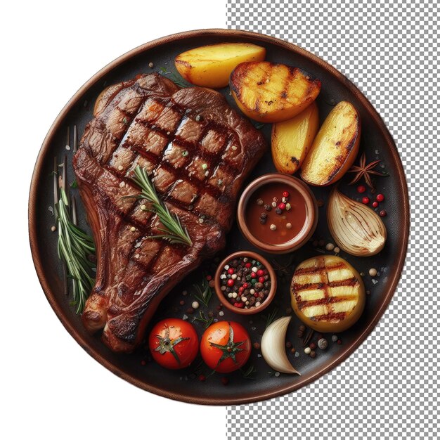 PSD sizzling ribeye steak z ziołami png