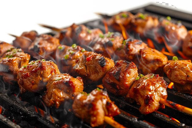 PSD sizzling shashlik storm shashlik skewers sizzling op een doorzichtige achtergrond