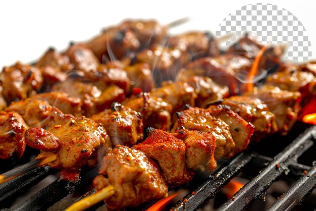 Sizzling shashlik storm shashlik skewers sizzling su uno sfondo trasparente