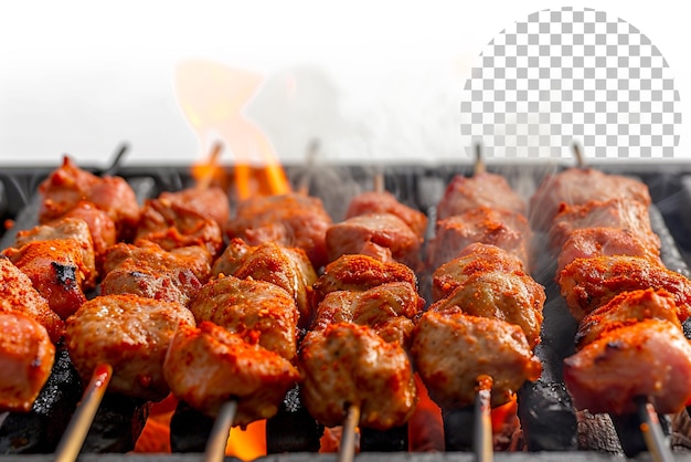 Sizzling shashlik storm shashlik skewers sizzling on transparent background