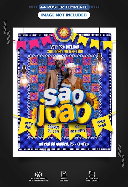 PSD sjabloon a4 feest van sao joao in brazilië