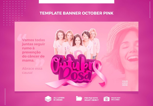 PSD sjabloon banner social media oktober roze in brazili