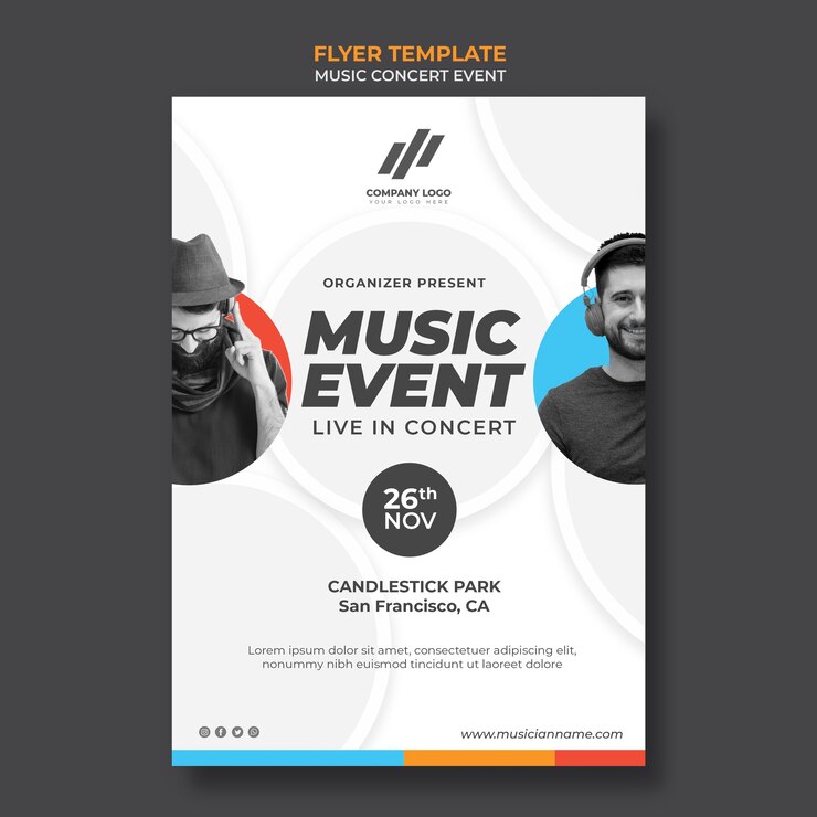PSD sjabloon folder voor concert