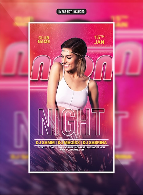 Sjabloon folder voor neon nachtclubfeest