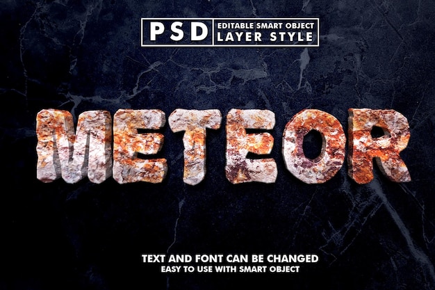 Sjabloon van 3d meteoor teksteffect premium psd