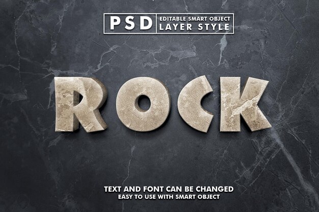 PSD sjabloon van 3d rock-teksteffect premium psd