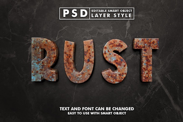 PSD sjabloon van 3d roest teksteffect premium psd