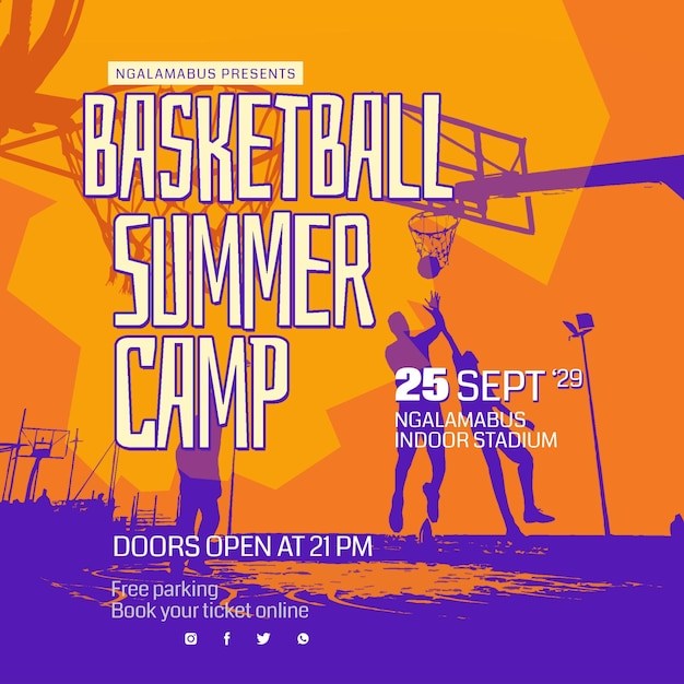 Sjabloon van het zomerkamp voor basketbal