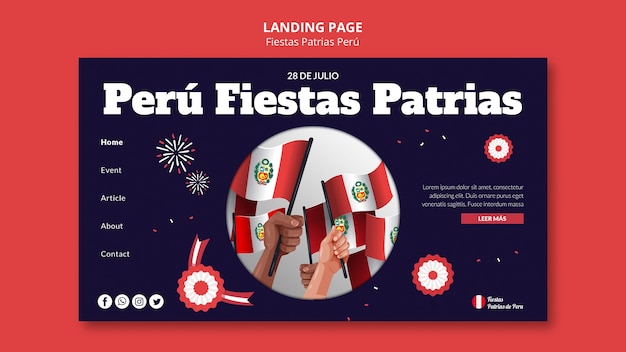 Sjabloon voor bestemmingspagina's van fiestas patrias met rozetten en gors