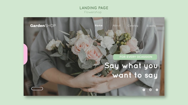 PSD sjabloon voor bestemmingspagina van bloemenwinkel