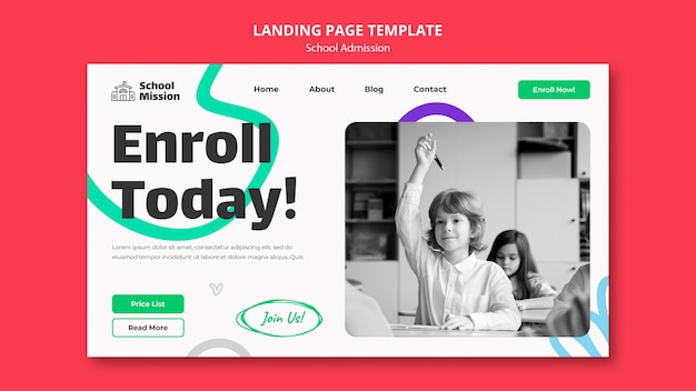 PSD sjabloon voor bestemmingspagina voor toelating tot school