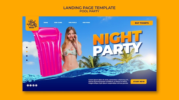 Sjabloon voor bestemmingspagina voor zomerzwembadfeest