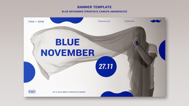 PSD sjabloon voor blauwe november horizontale banner